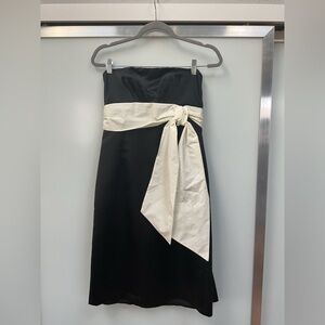 BCBGMaxAzria Black and Cream Strapless Sheath Dress